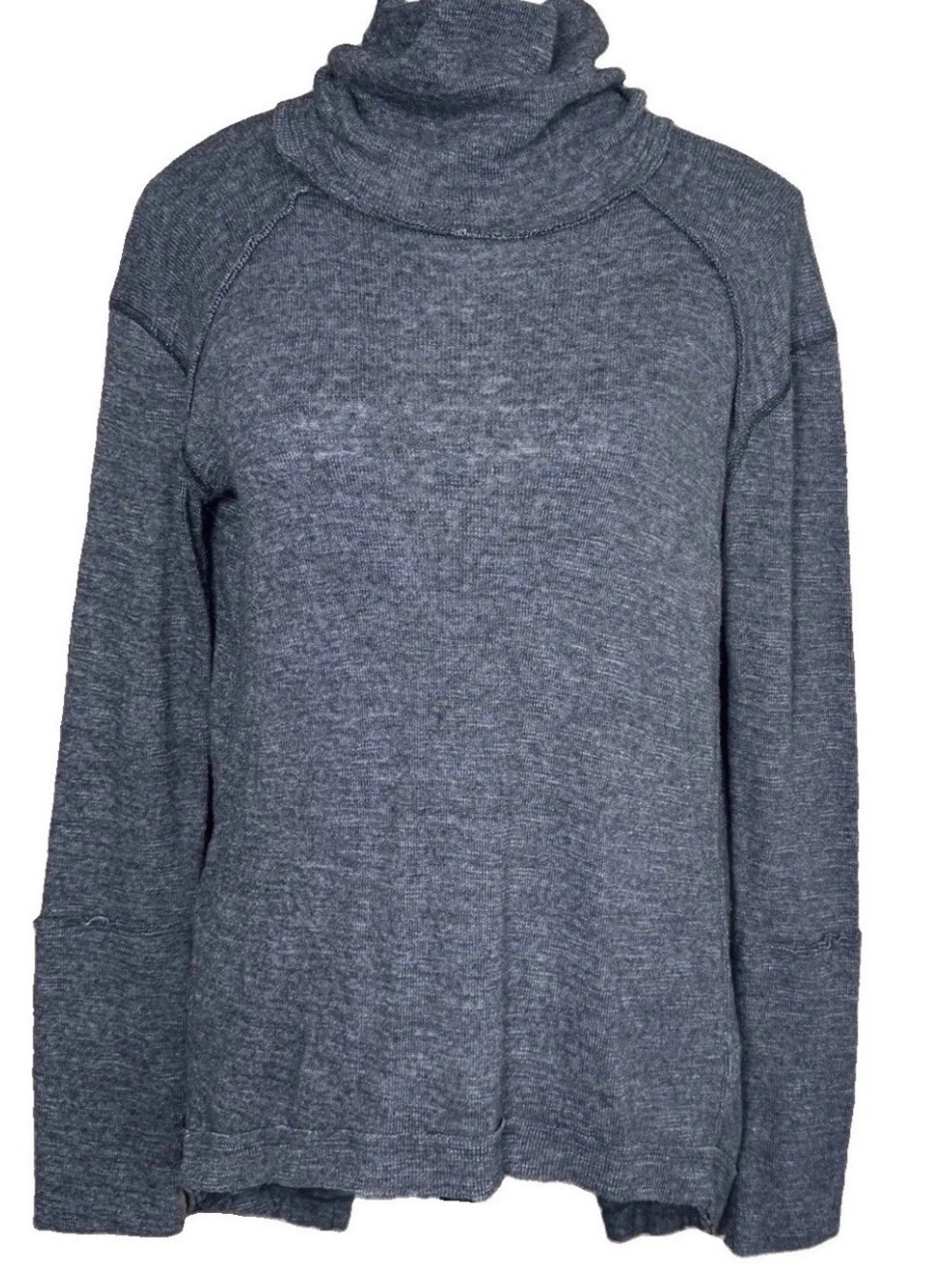 We The Free People Stonecold Split Back Slouchy Turtleneck Tunic Top XS Grey